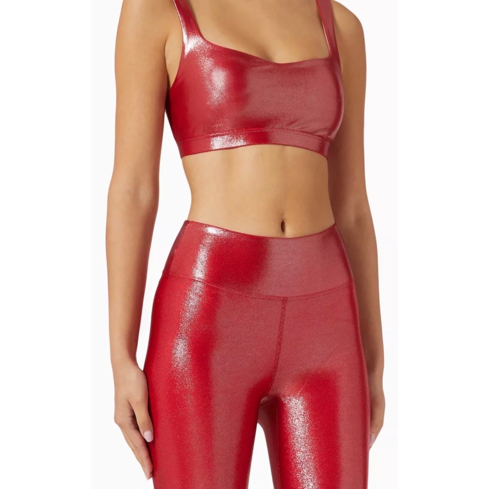 Heroine Sport Marvel Metallic Red Sports Bra Small & Leggings XS Set